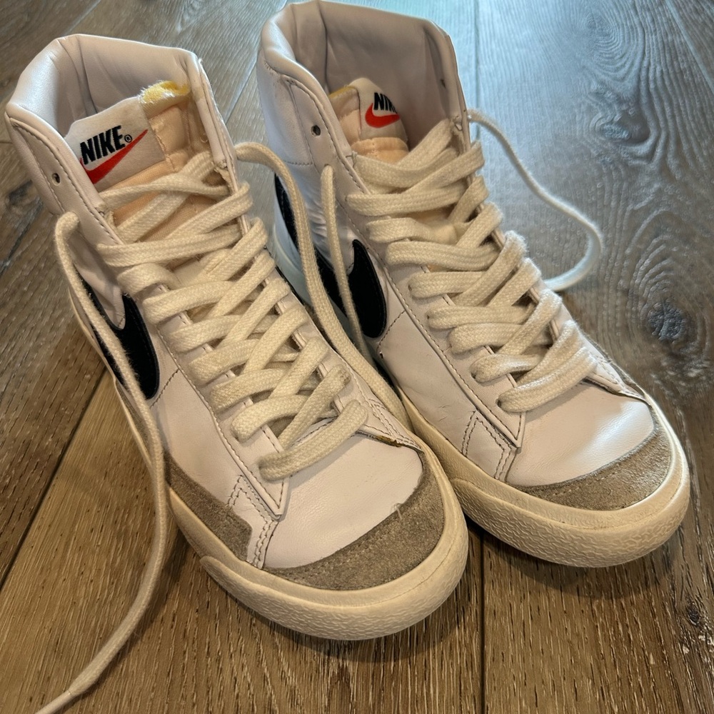Nike White and Gray High-Top Sneakers